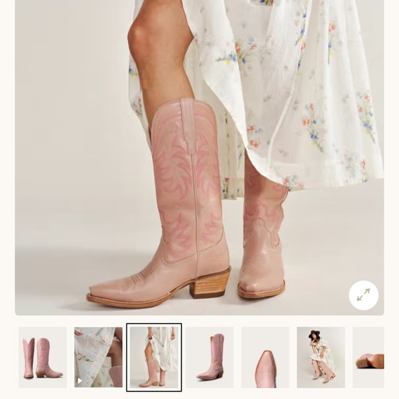 Tecovas Pink Leather Cowboy Boots Misty Rose - Picture 4 of 6